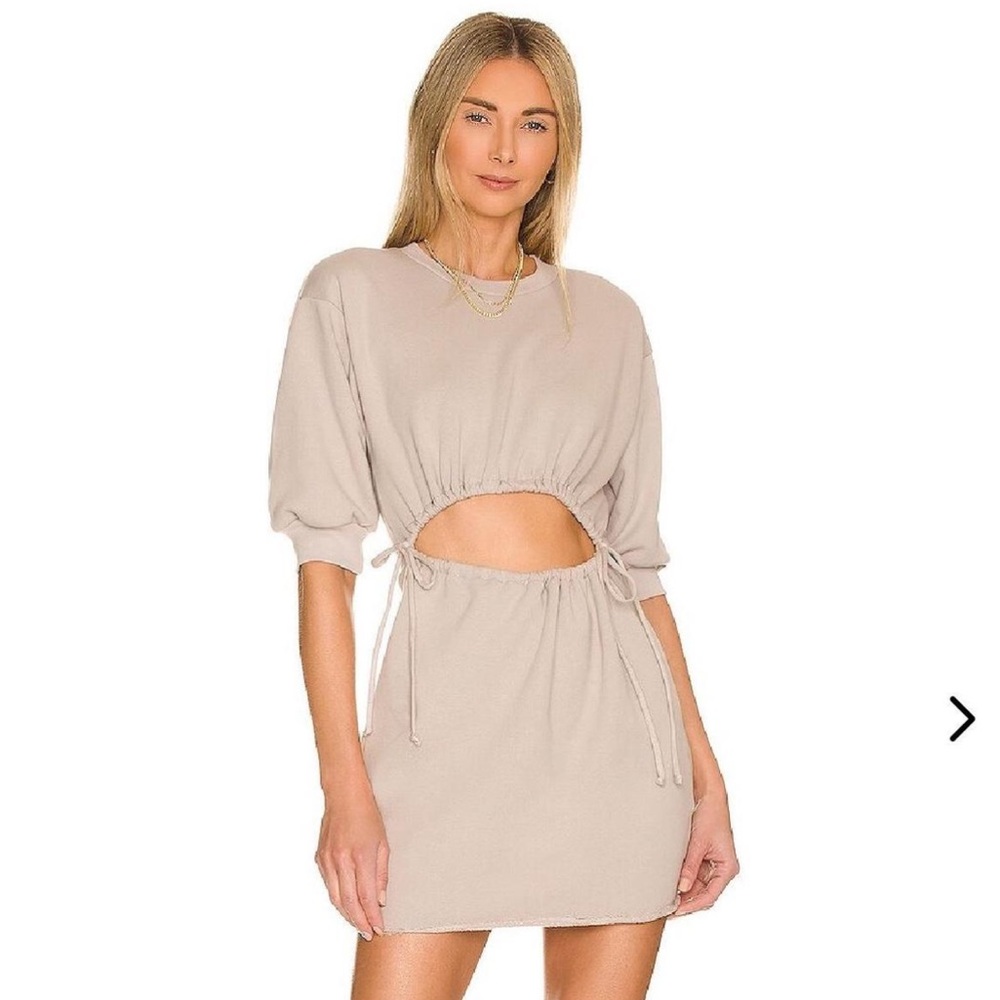 Lovers + Friends Langley Mini Dress Terry Cloth Cut Out Sweatshirt Loungewear XS